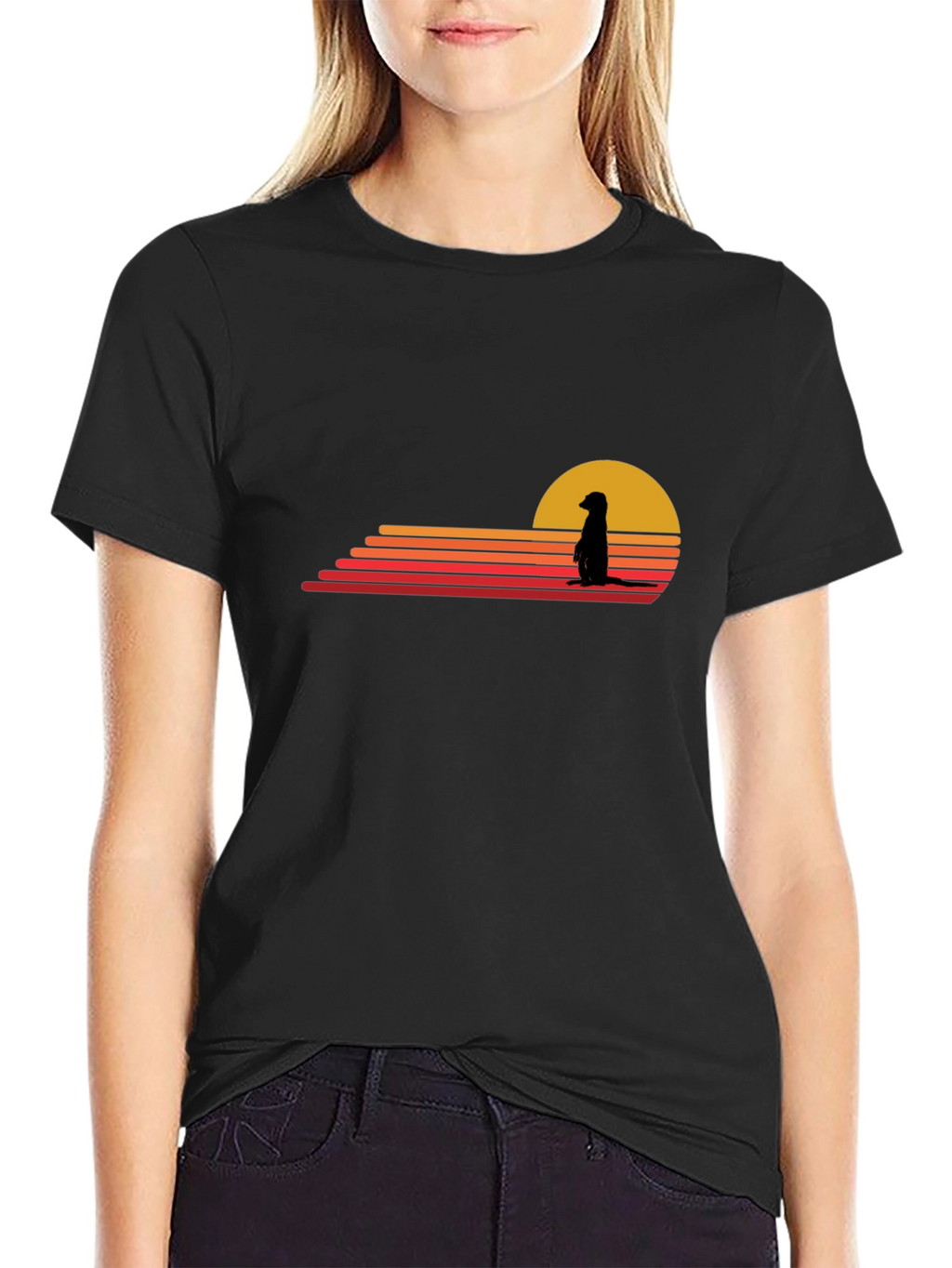 Meerkat Sunset Graphic Tee - Black Cotton Blend