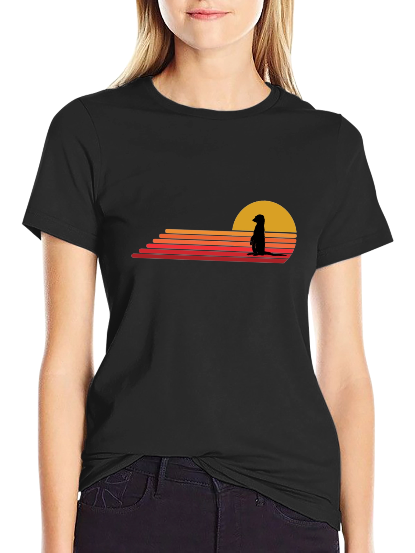 Meerkat Sunset Graphic Tee - Black Cotton Blend