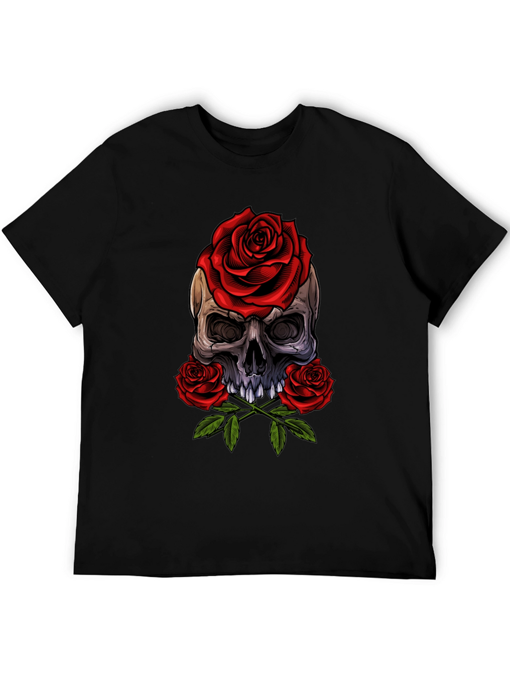 Skull & Roses Graphic Tee - Edgy Style