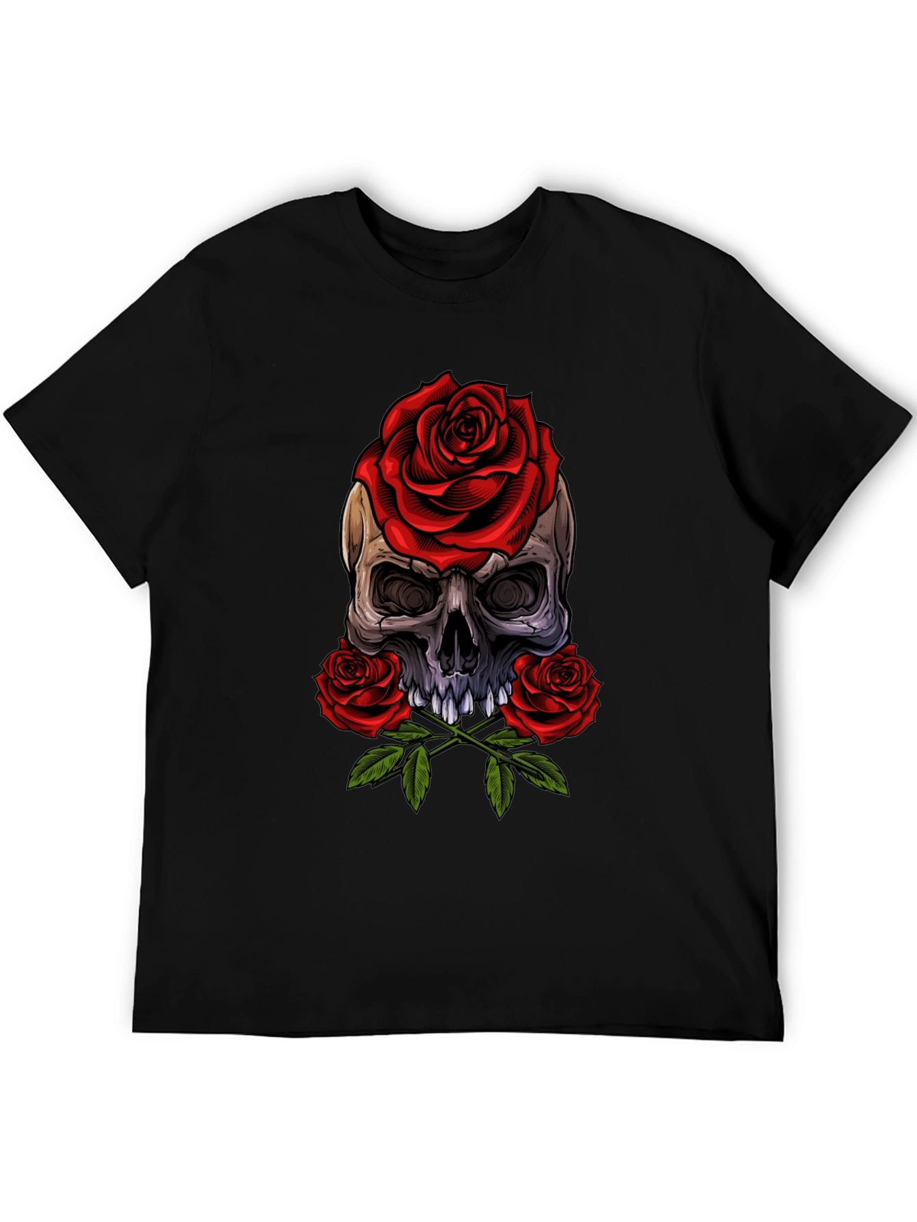 Skull & Roses Graphic Tee - Edgy Style