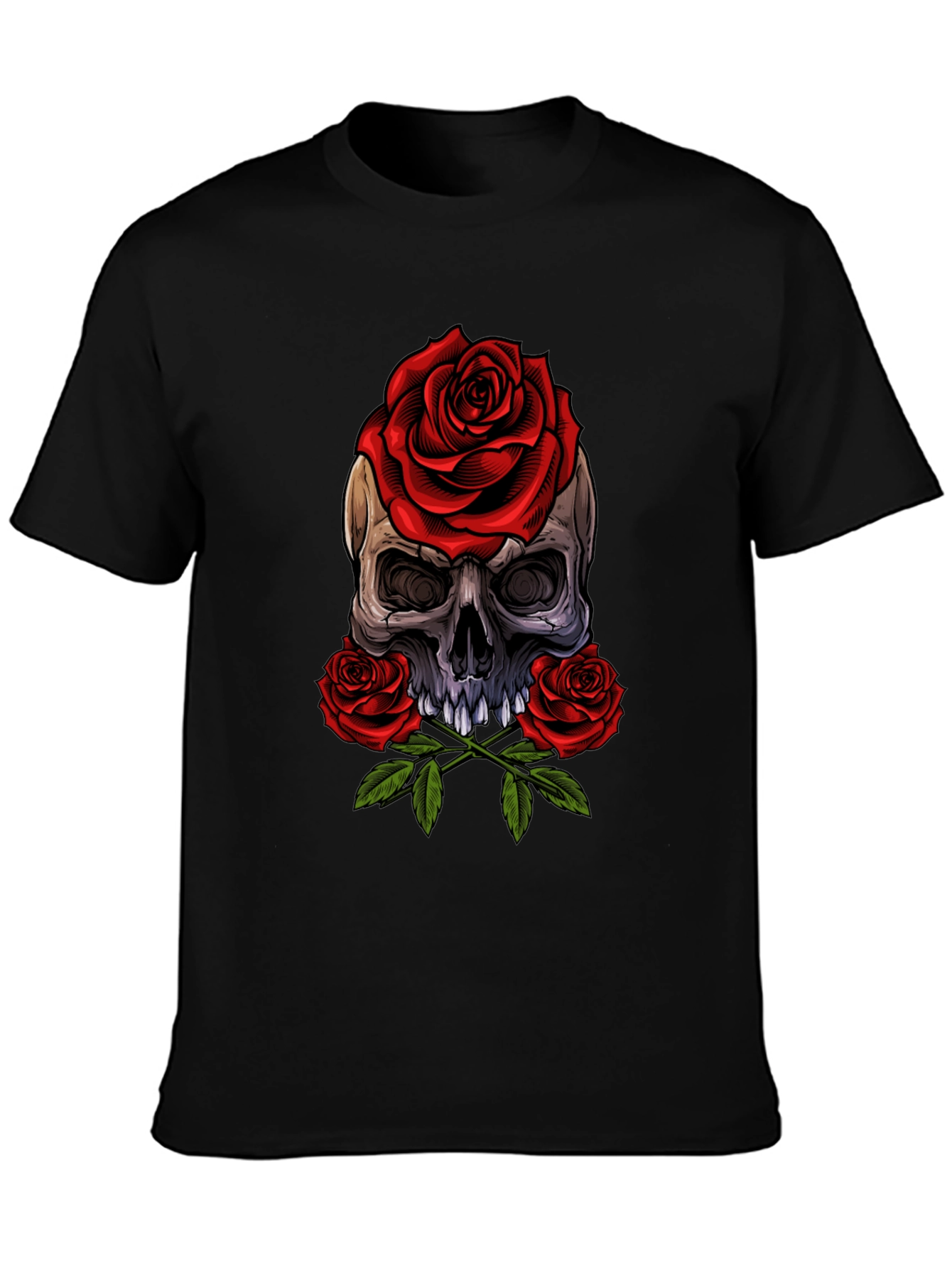 Skull & Roses Graphic Tee - Edgy Style