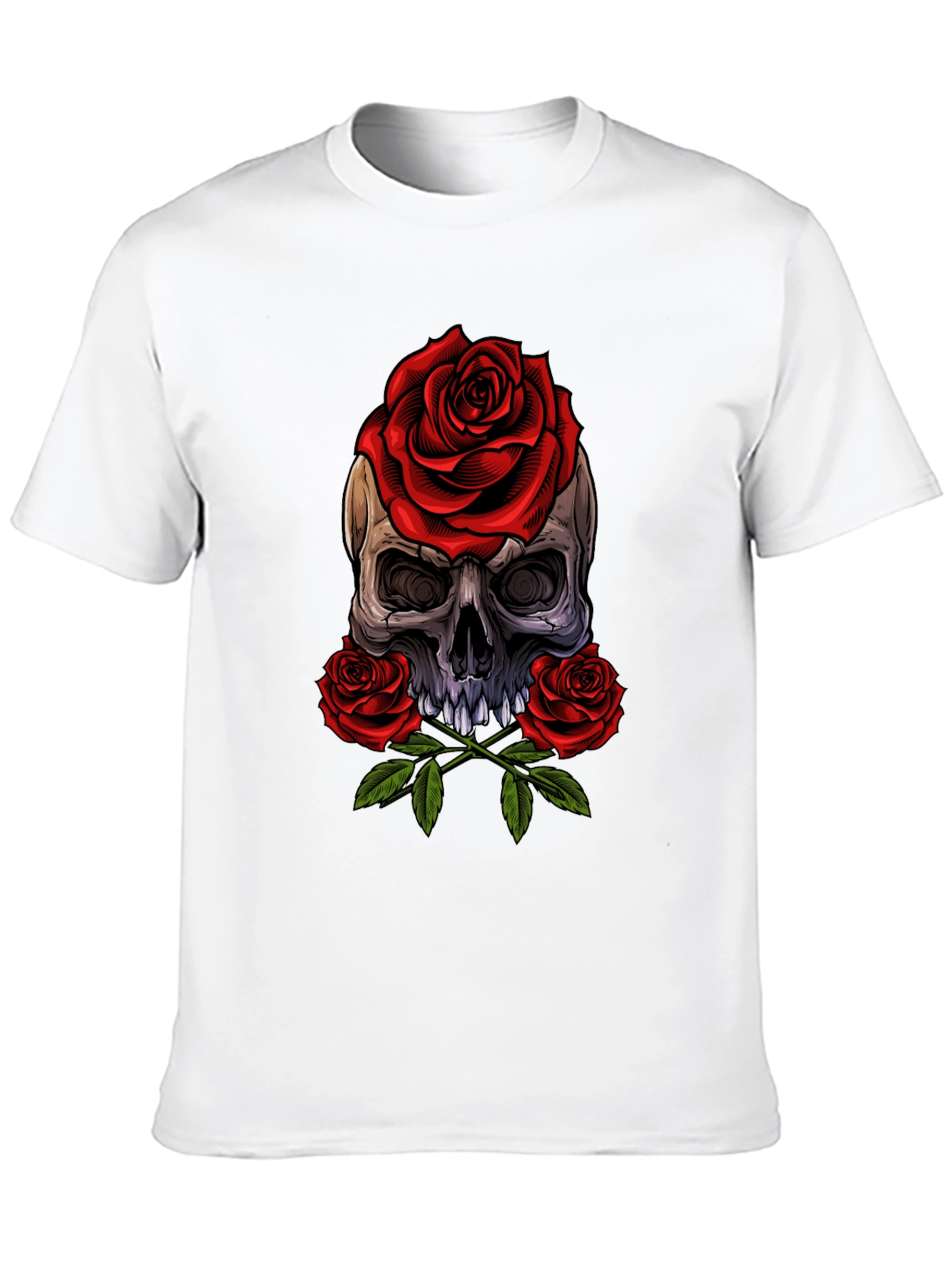 Skull & Roses Graphic Tee - Edgy Style