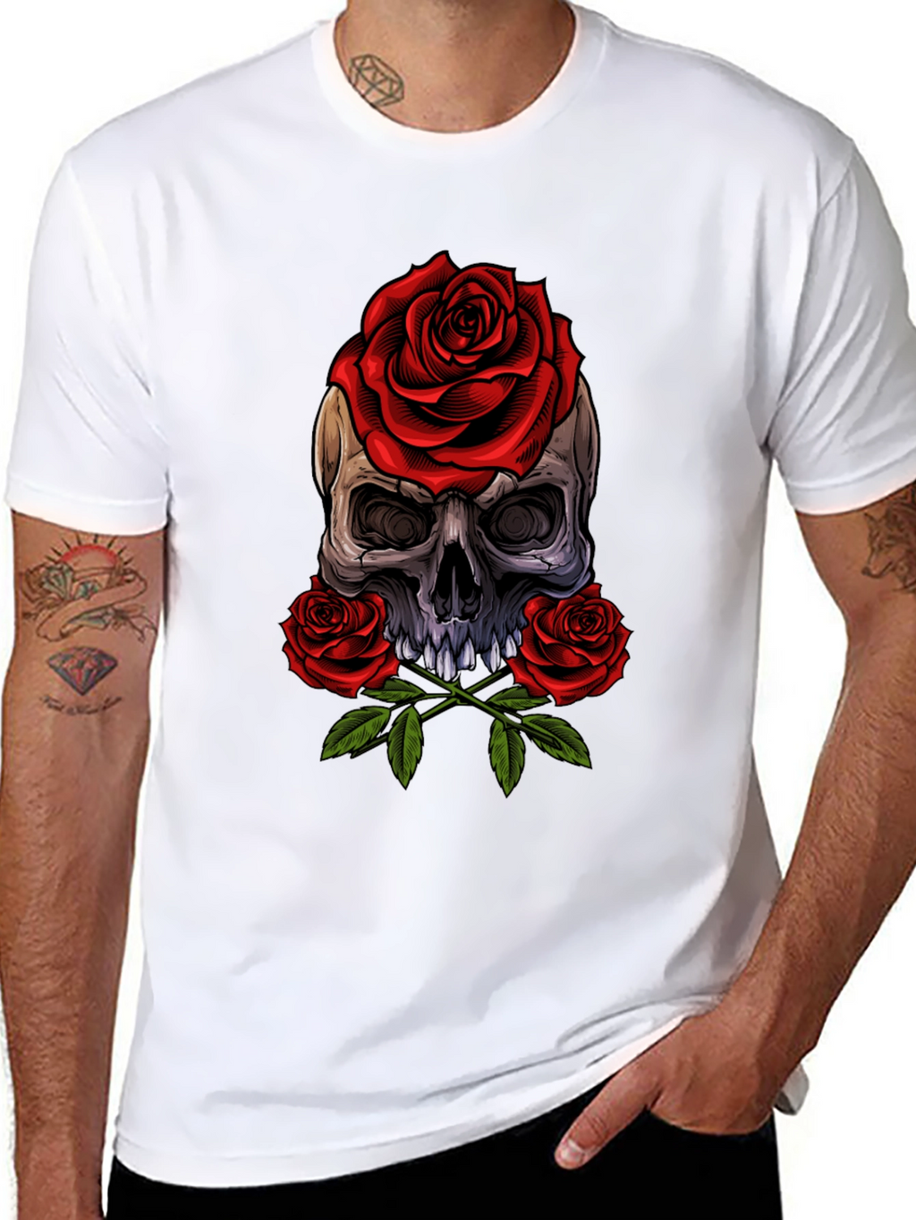Skull & Roses Graphic Tee - Edgy Style