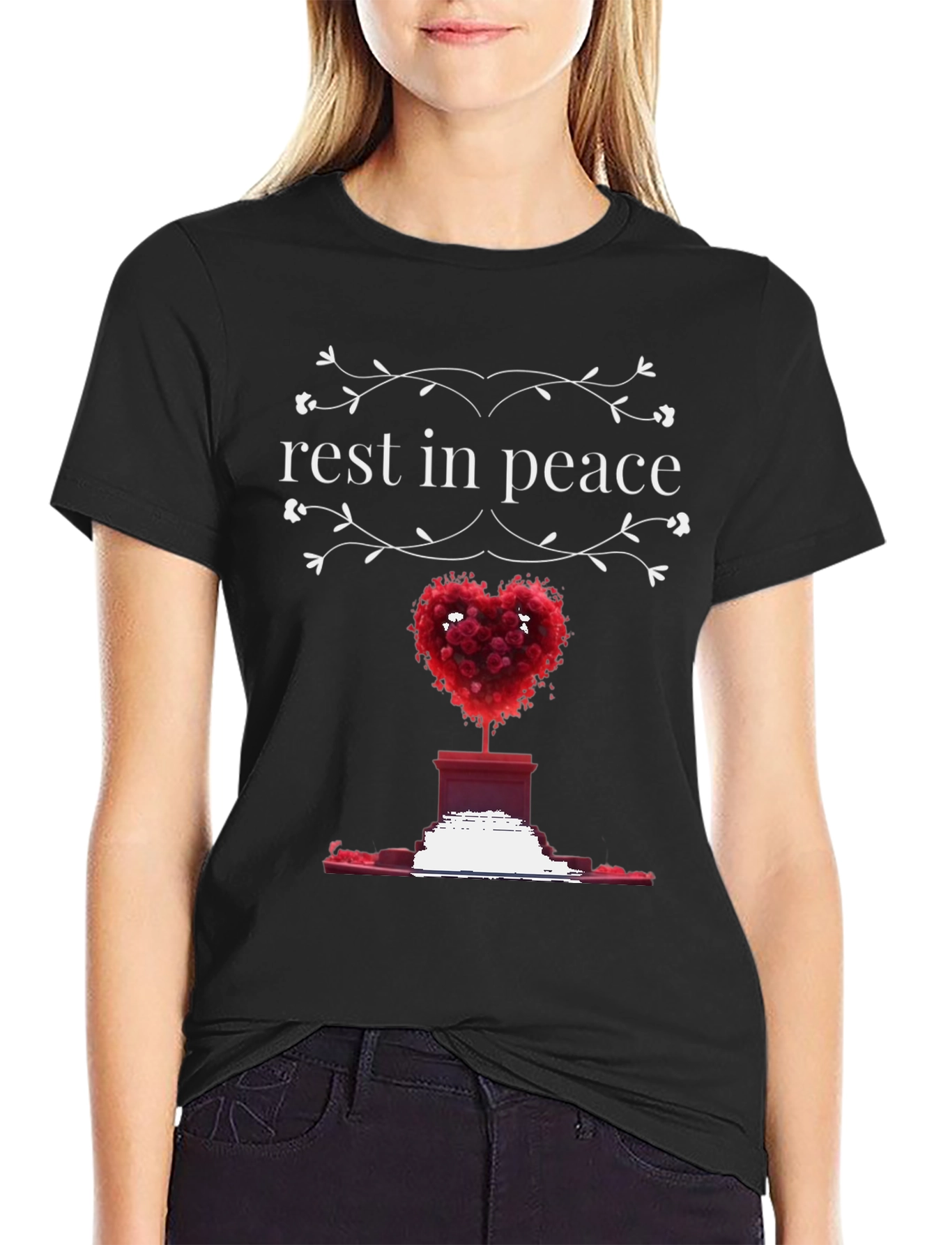 Rest In Peace Heart Tree Memorial Graphic Tee