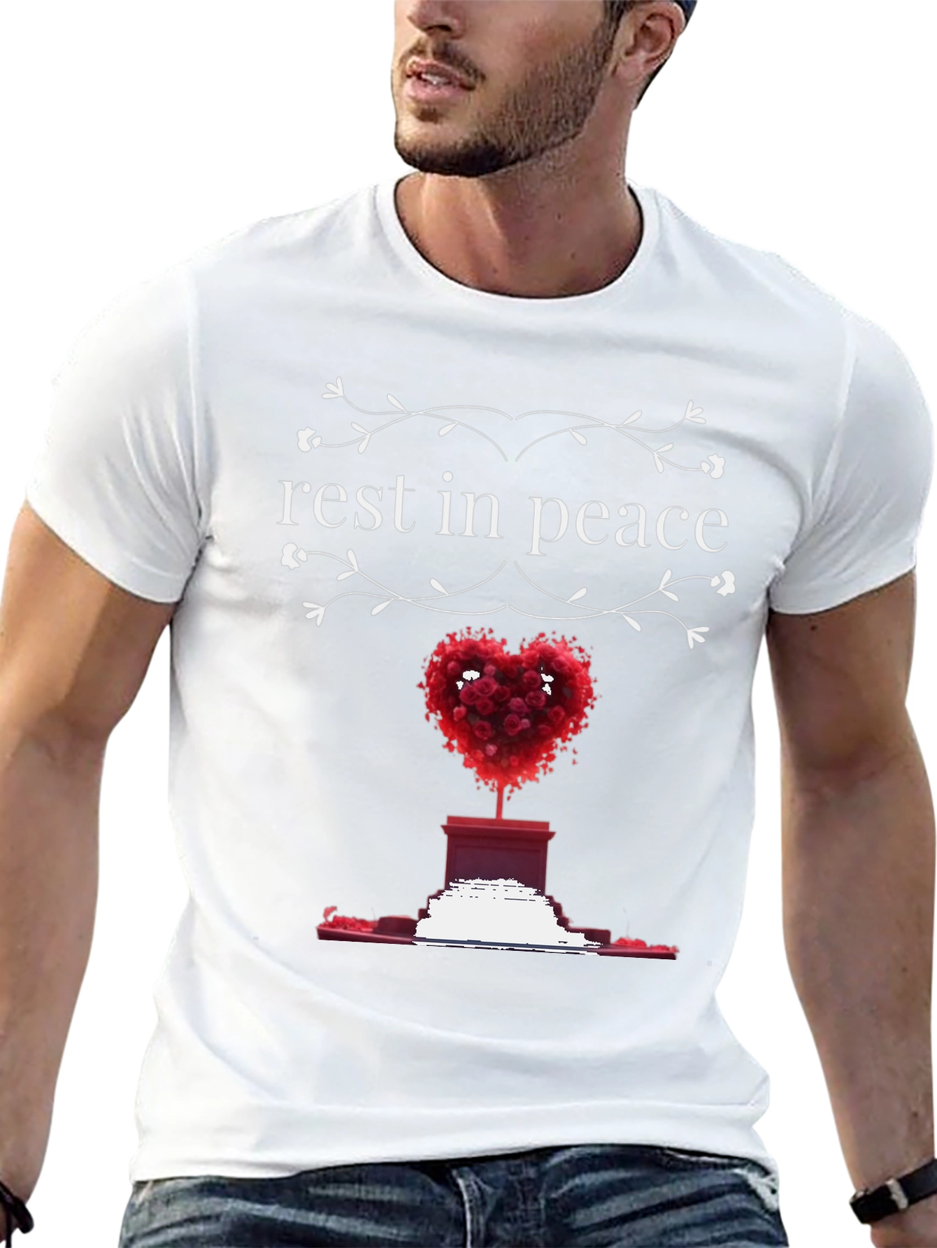 Rest In Peace Heart Tree Memorial Graphic Tee