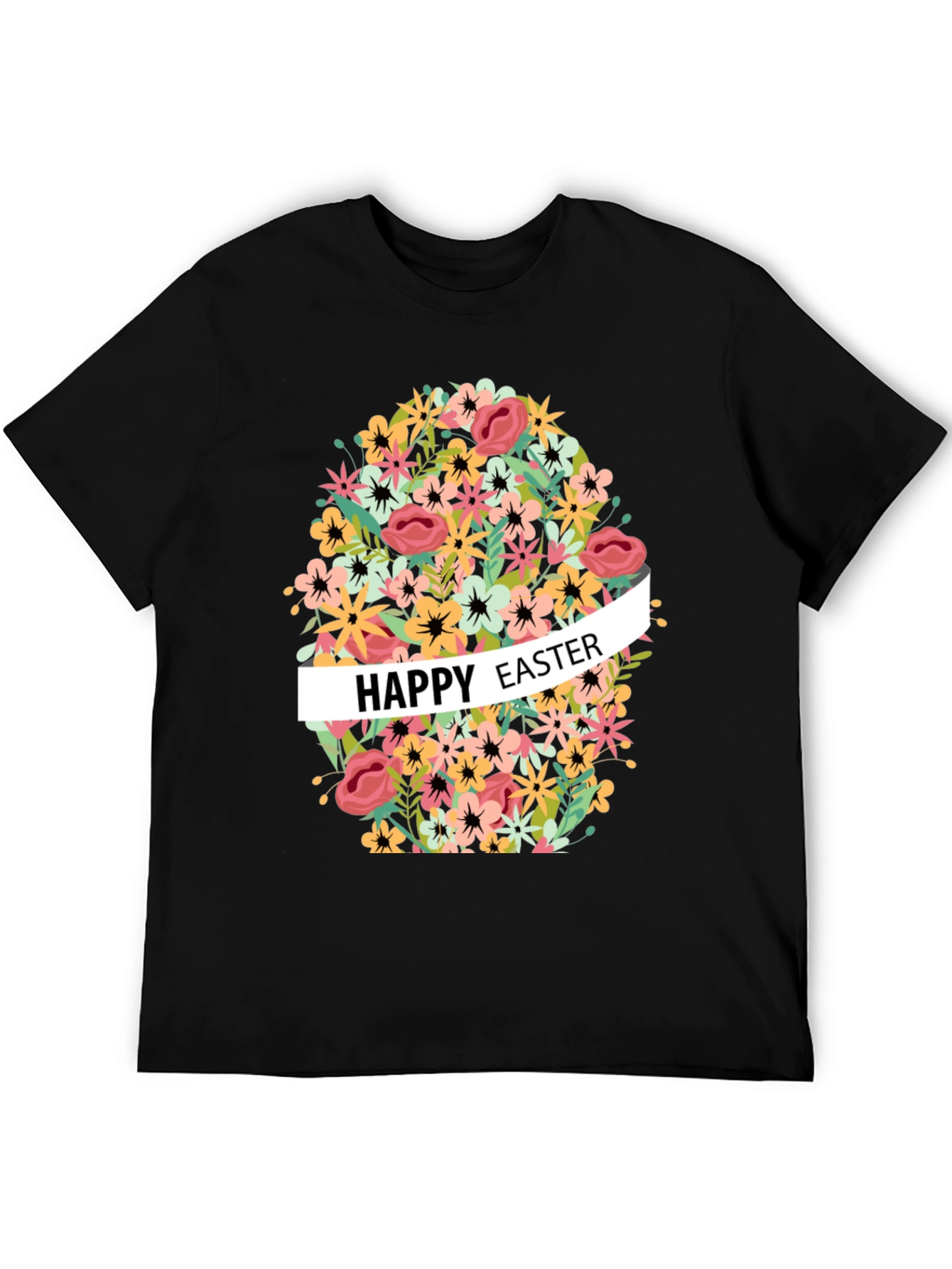 Happy Easter Floral Egg Graphic T-Shirt