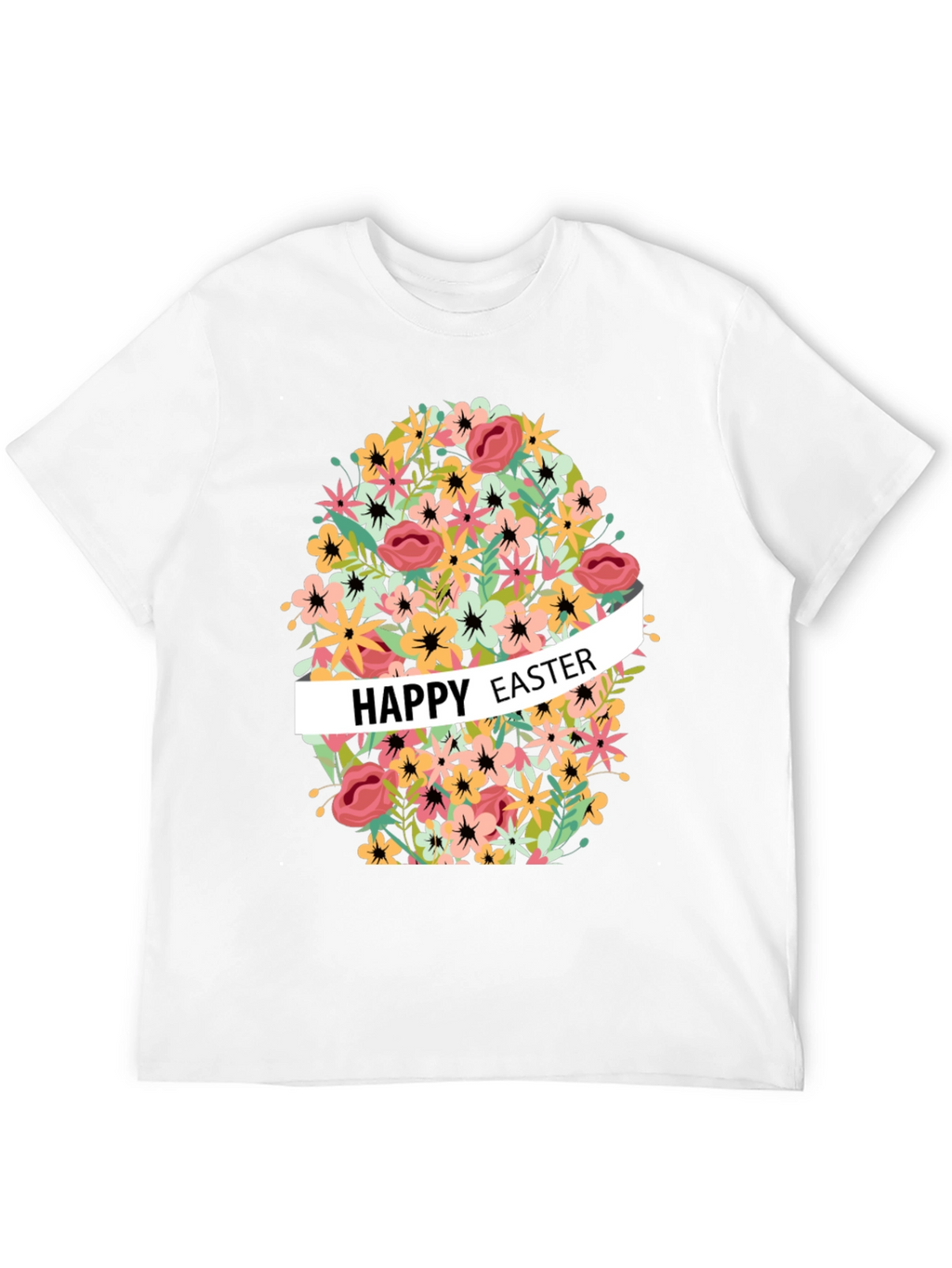 Happy Easter Floral Egg Graphic T-Shirt