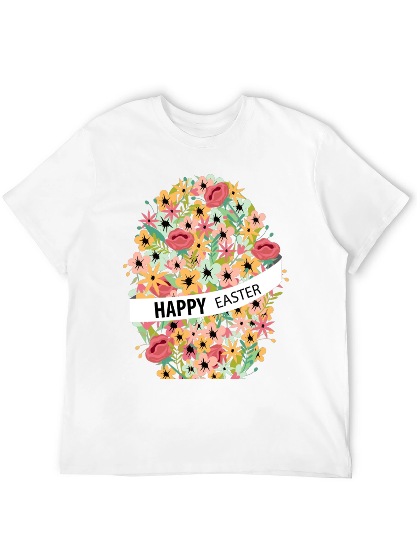 Happy Easter Floral Egg Graphic T-Shirt