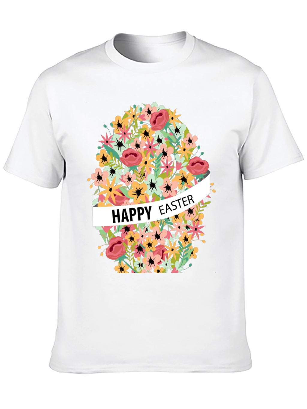 Happy Easter Floral Egg Graphic T-Shirt