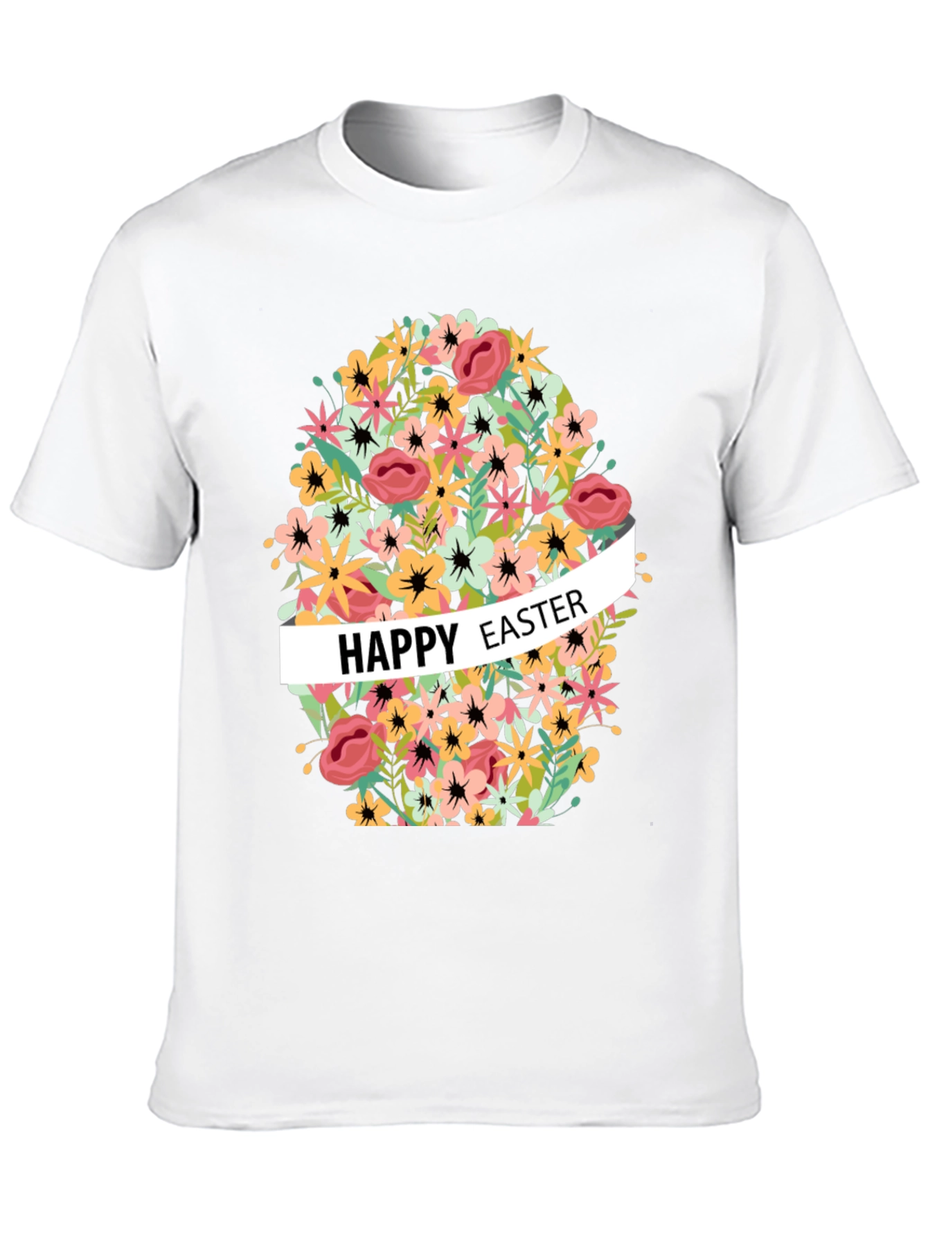 Happy Easter Floral Egg Graphic T-Shirt