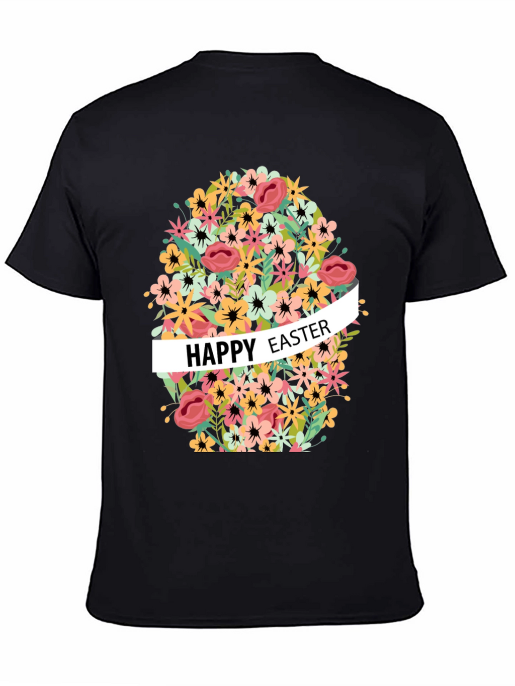 Happy Easter Floral Egg Graphic T-Shirt
