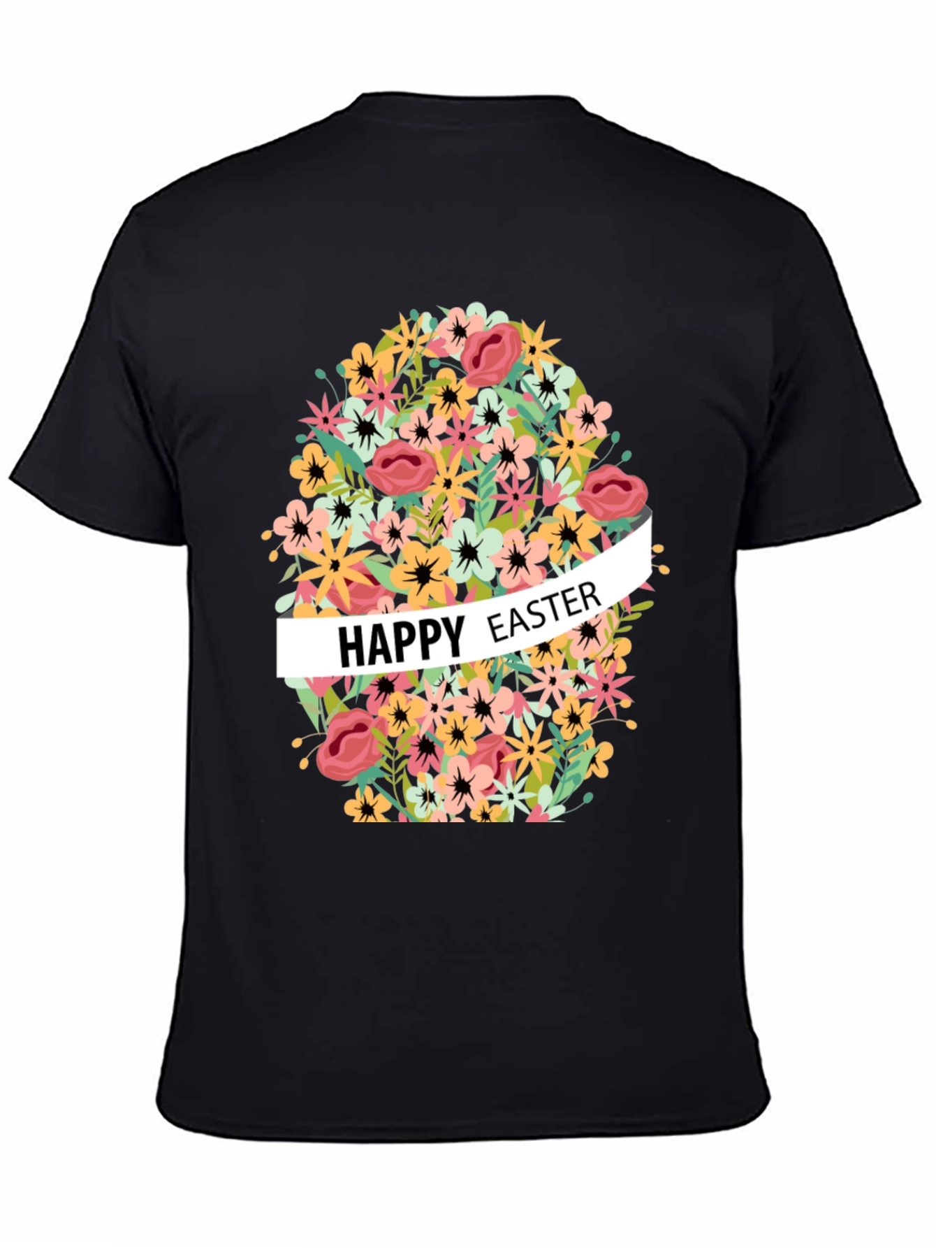 Happy Easter Floral Egg Graphic T-Shirt