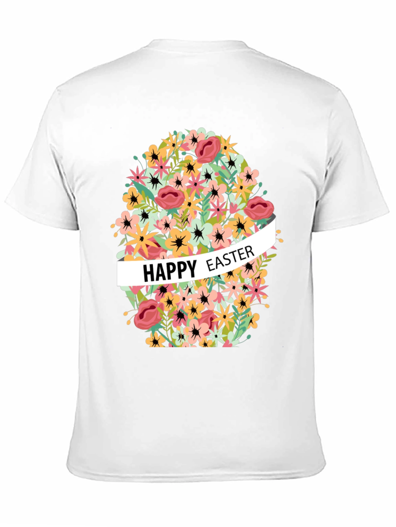 Happy Easter Floral Egg Graphic T-Shirt