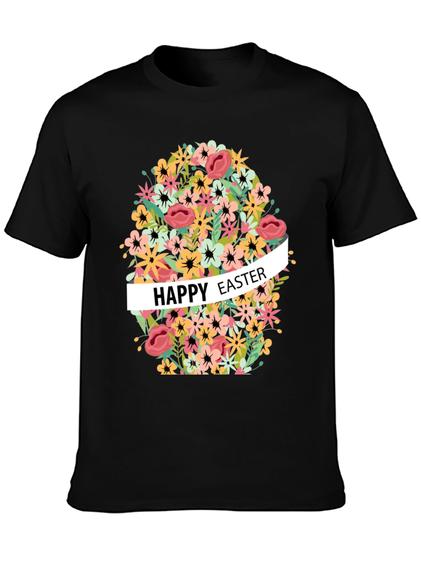 Happy Easter Floral Egg Graphic T-Shirt