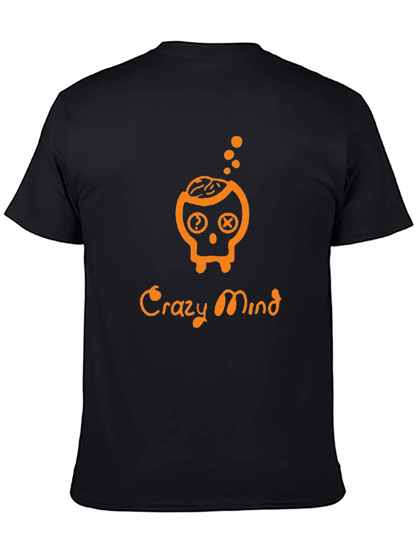 Crazy Mind Graphic Tee - Black Cotton Skull Design