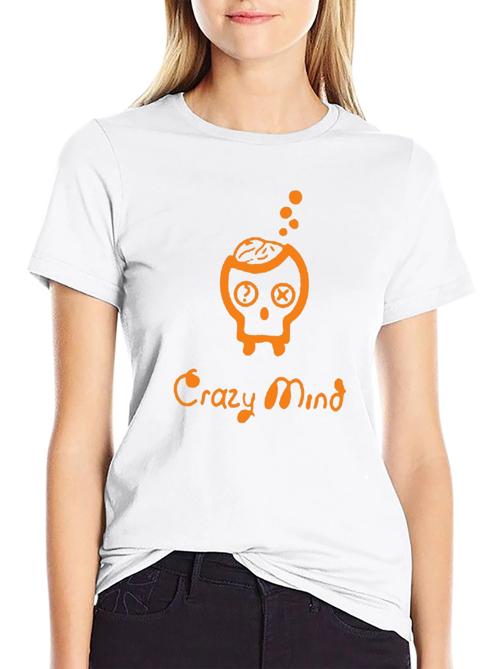 Crazy Mind Graphic Tee - Black Cotton Skull Design