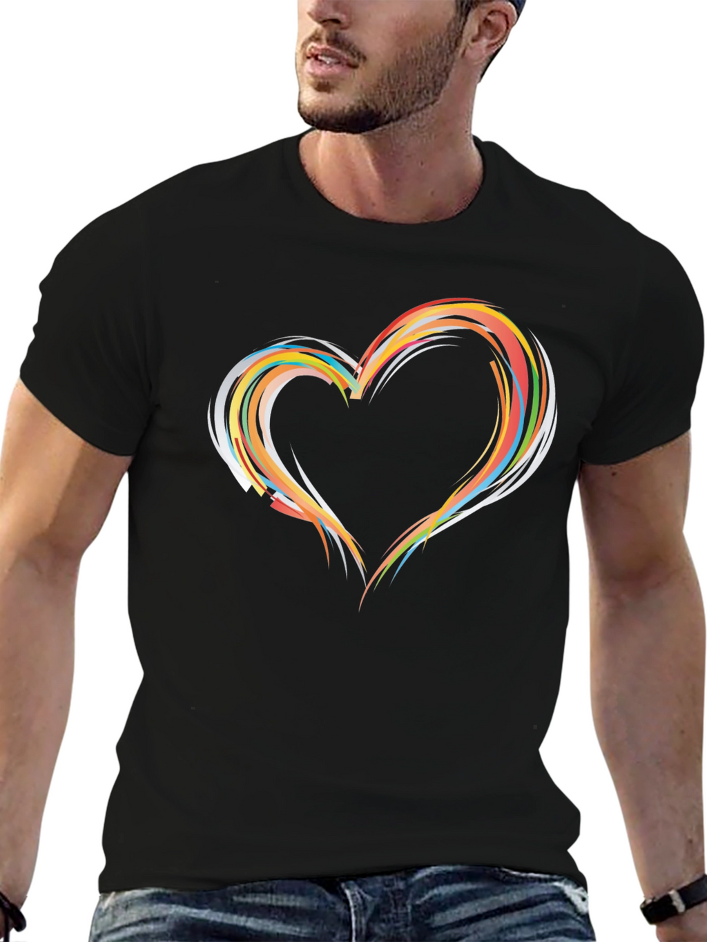 Abstract Heart Graphic T-Shirt - Soft Cotton Blend