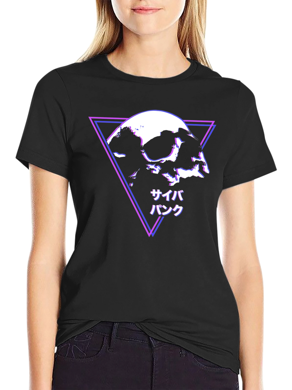 Cyberpunk Skull T-Shirt - Modern Geometric Design
