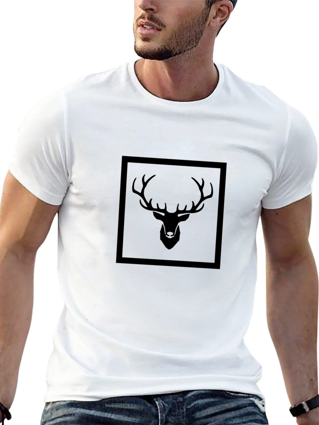 Black Deer Graphic T-Shirt for Men