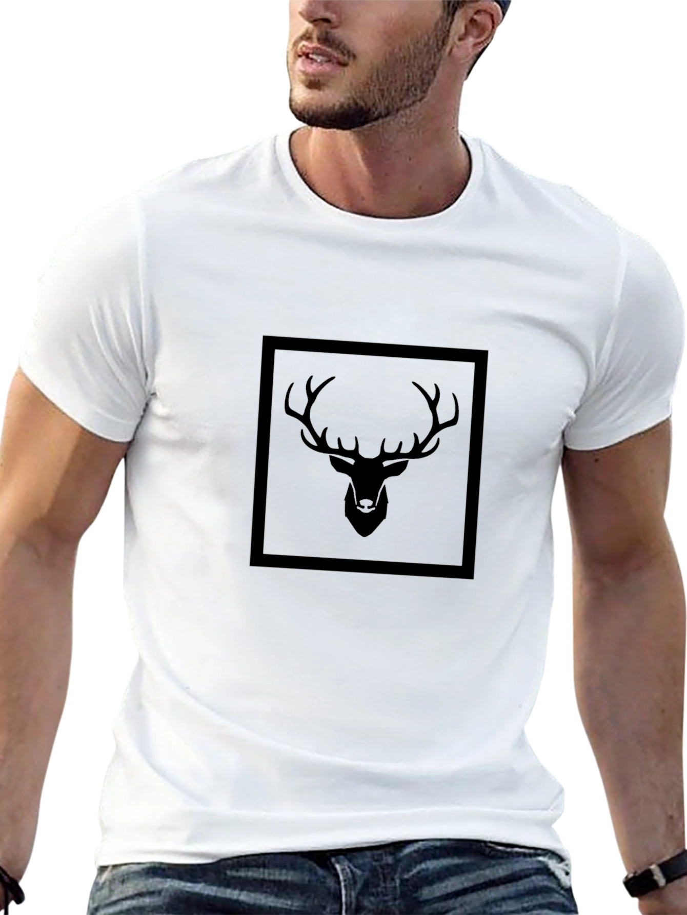 Black Deer Graphic T-Shirt for Men