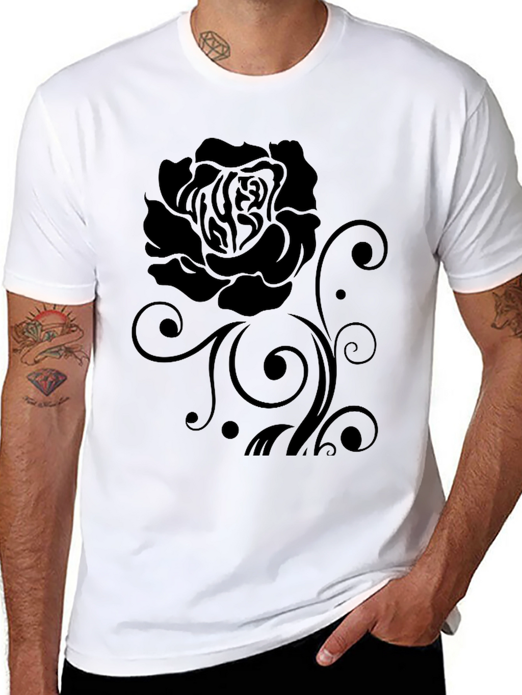 Black Rose Graphic Print T-Shirt