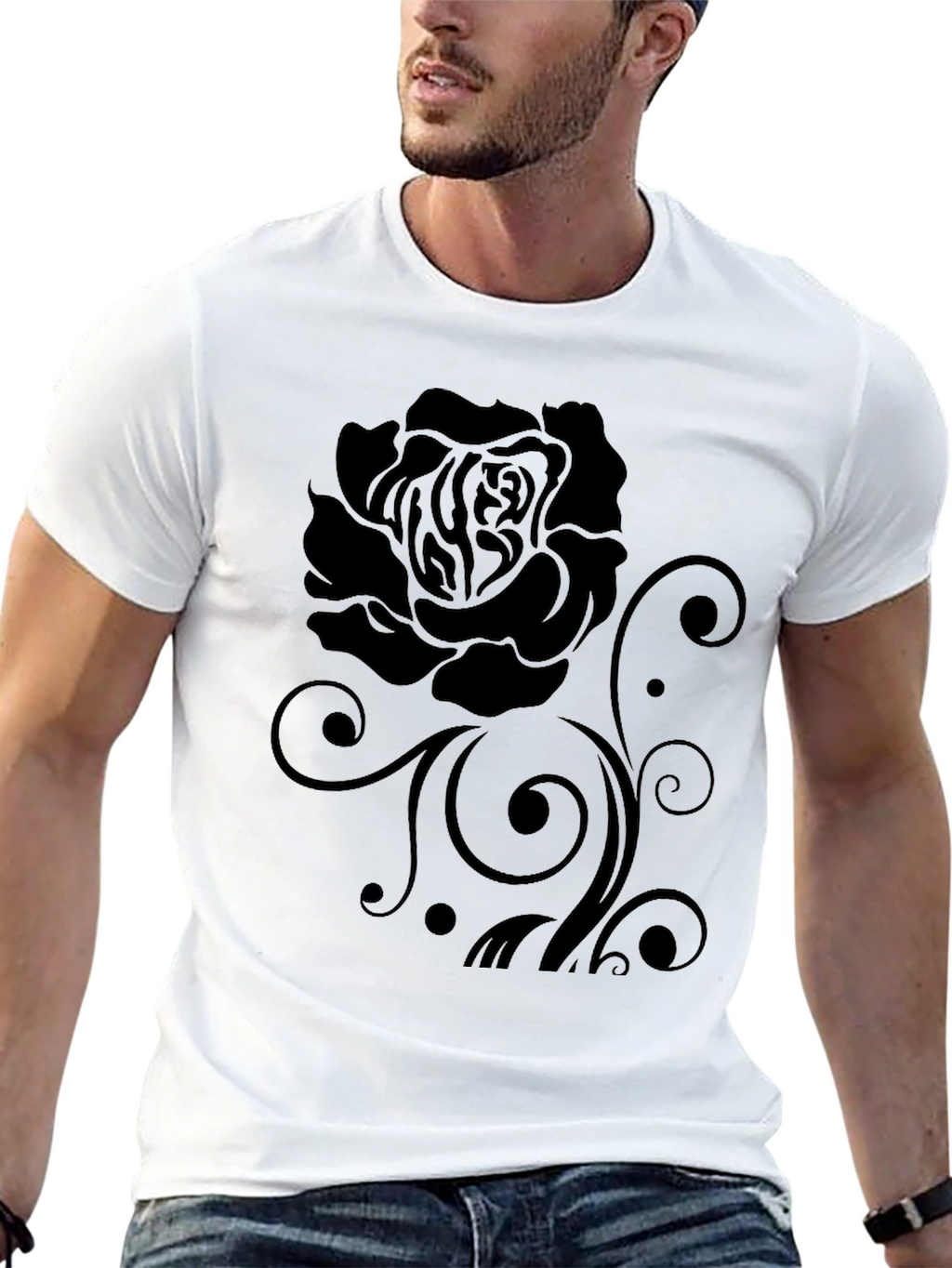 Black Rose Graphic Print T-Shirt