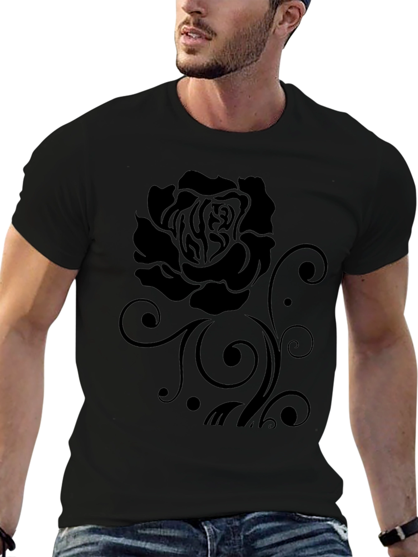 Black Rose Graphic Print T-Shirt