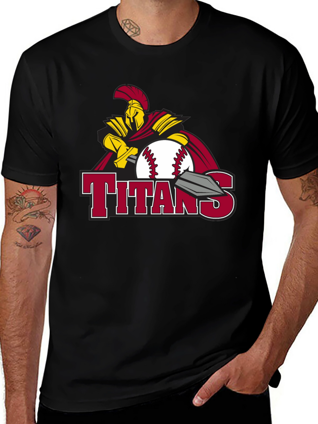 Titans Baseball Graphic Tee - Black Cotton T-Shirt