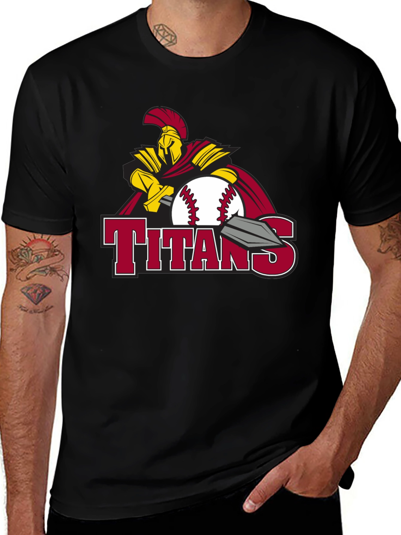 Titans Baseball Graphic Tee - Black Cotton T-Shirt