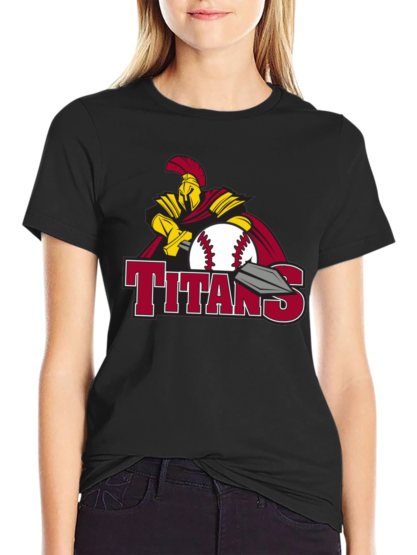 Titans Baseball Graphic Tee - Black Cotton T-Shirt