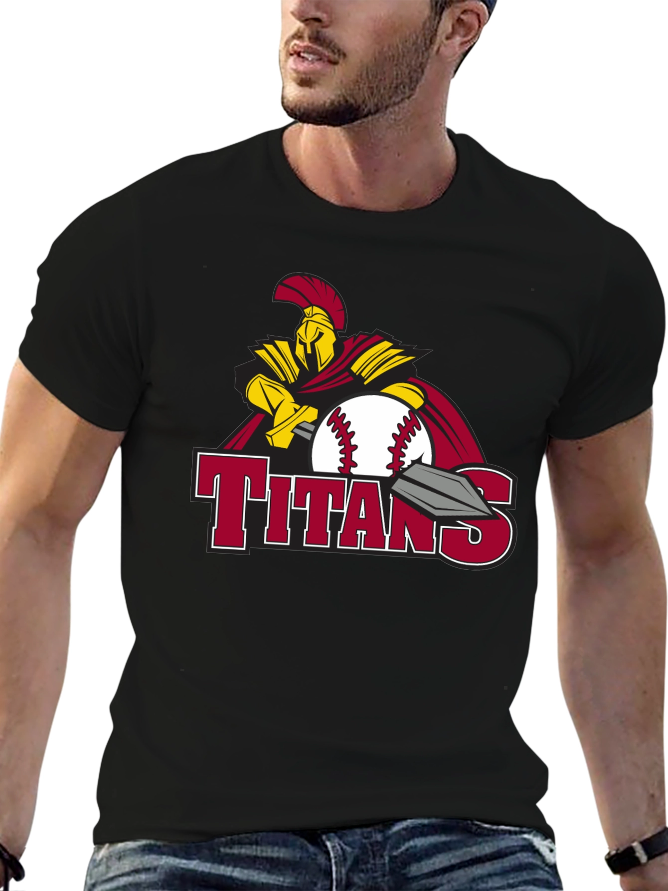 Titans Baseball Graphic Tee - Black Cotton T-Shirt