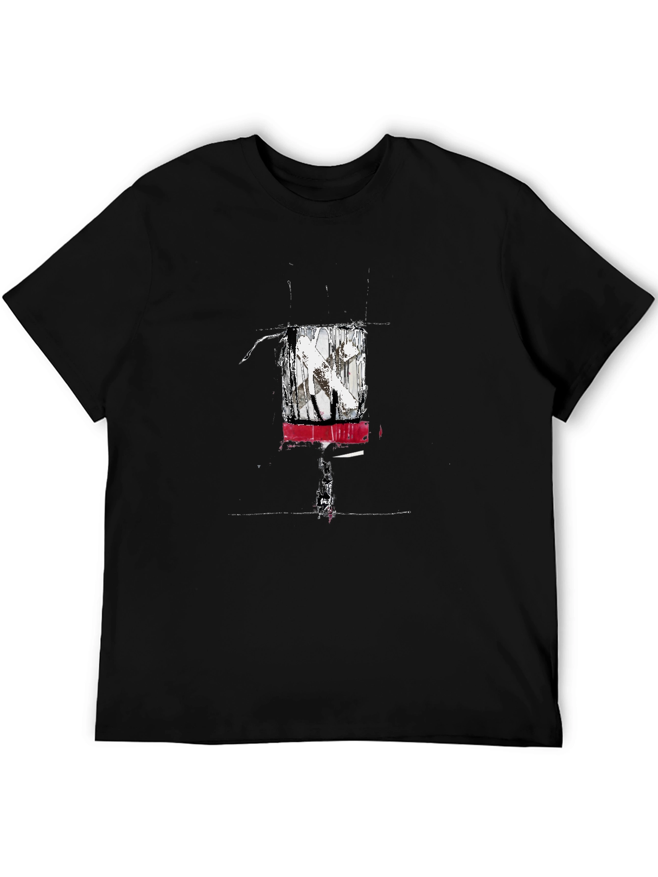 Abstract Art Graphic Tee - Black Cotton Blend