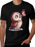 Owl & Butterfly Graphic Tee - Unique Design