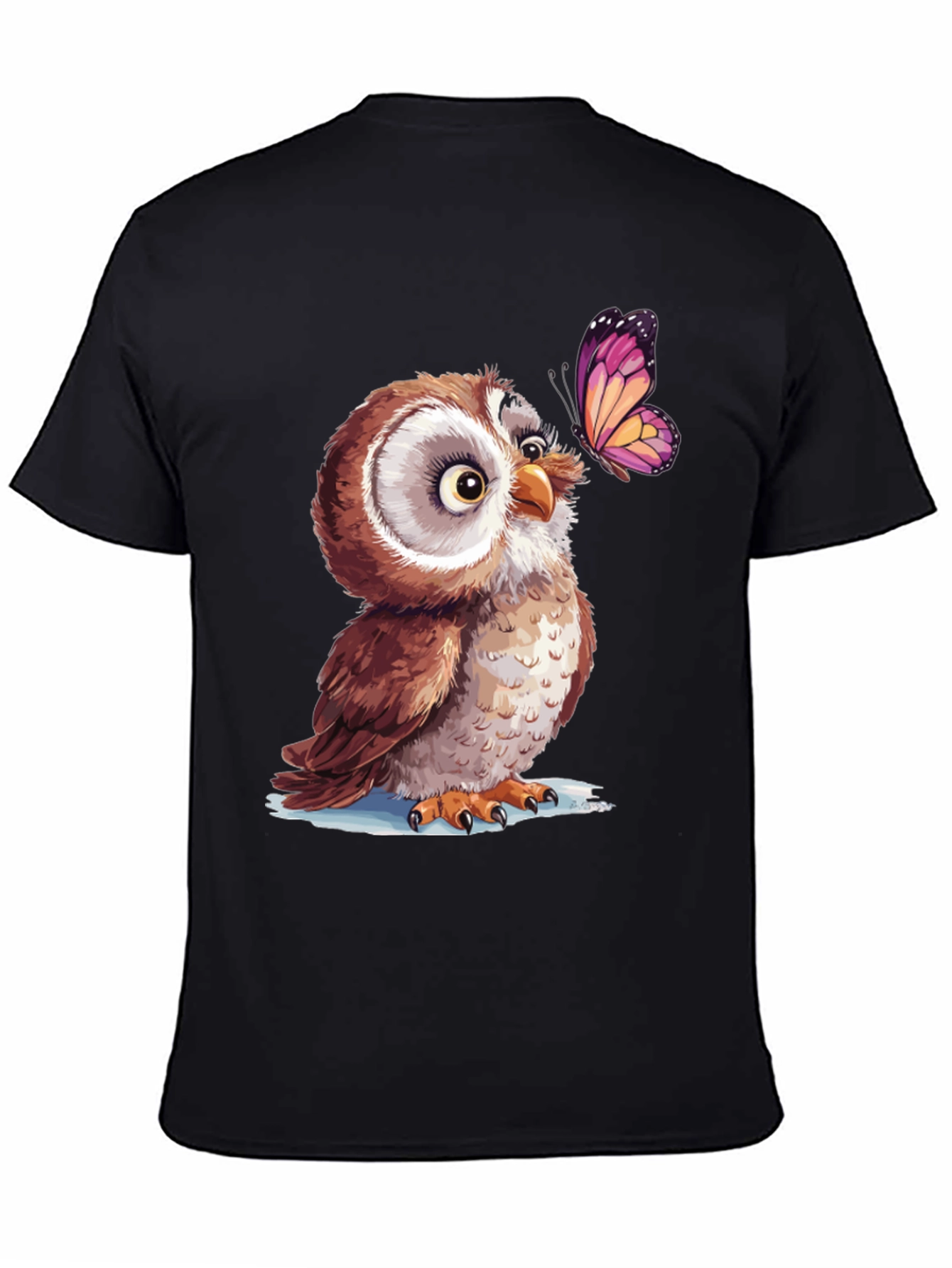 Owl & Butterfly Graphic Tee - Unique Design