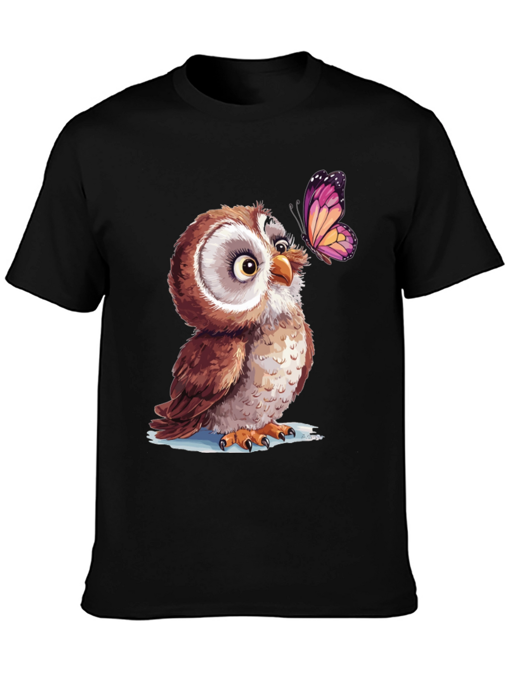 Owl & Butterfly Graphic Tee - Unique Design
