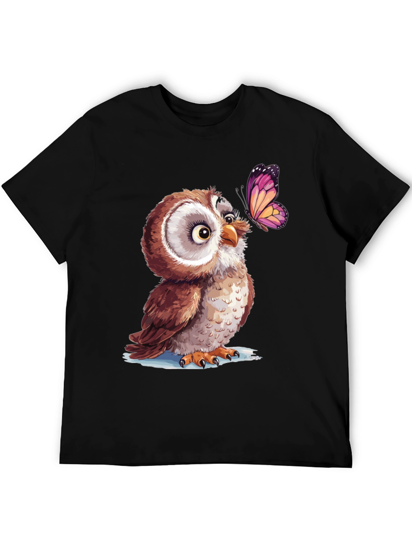 Owl & Butterfly Graphic Tee - Unique Design