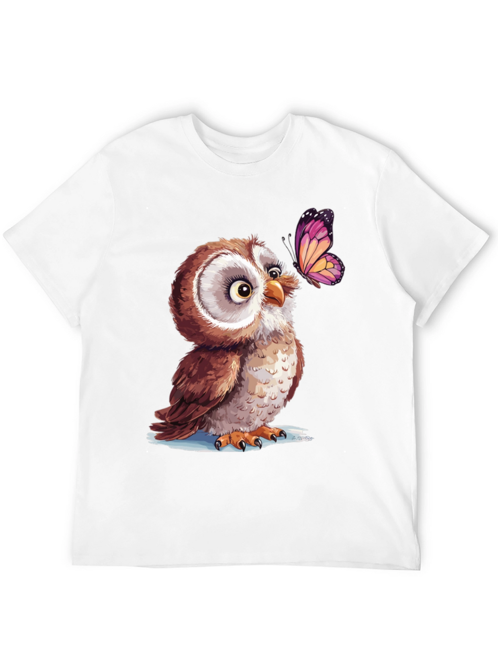 Owl & Butterfly Graphic Tee - Unique Design
