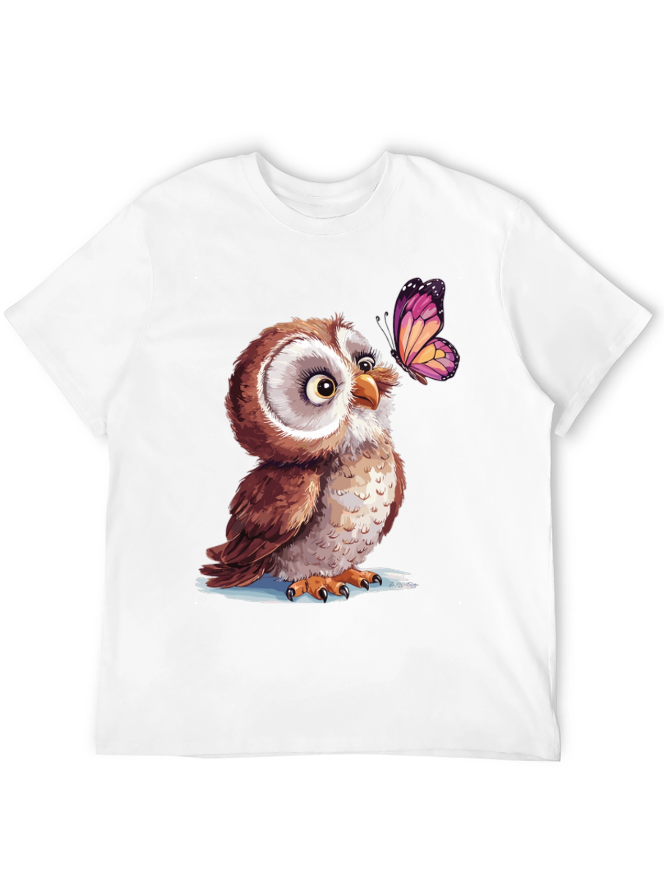 Owl & Butterfly Graphic Tee - Unique Design
