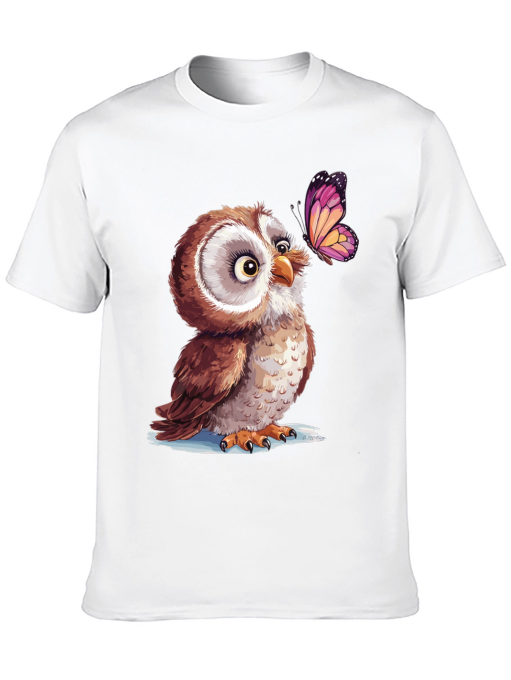 Owl & Butterfly Graphic Tee - Unique Design