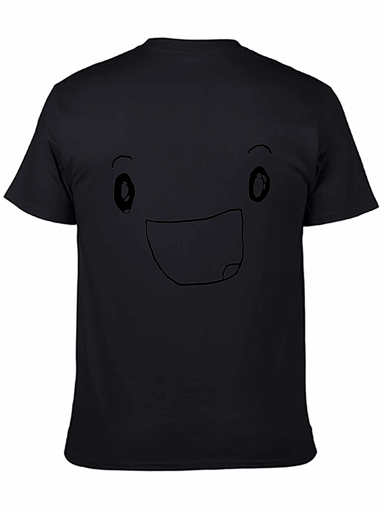 Happy Face Graphic Tee - Black Cotton Blend