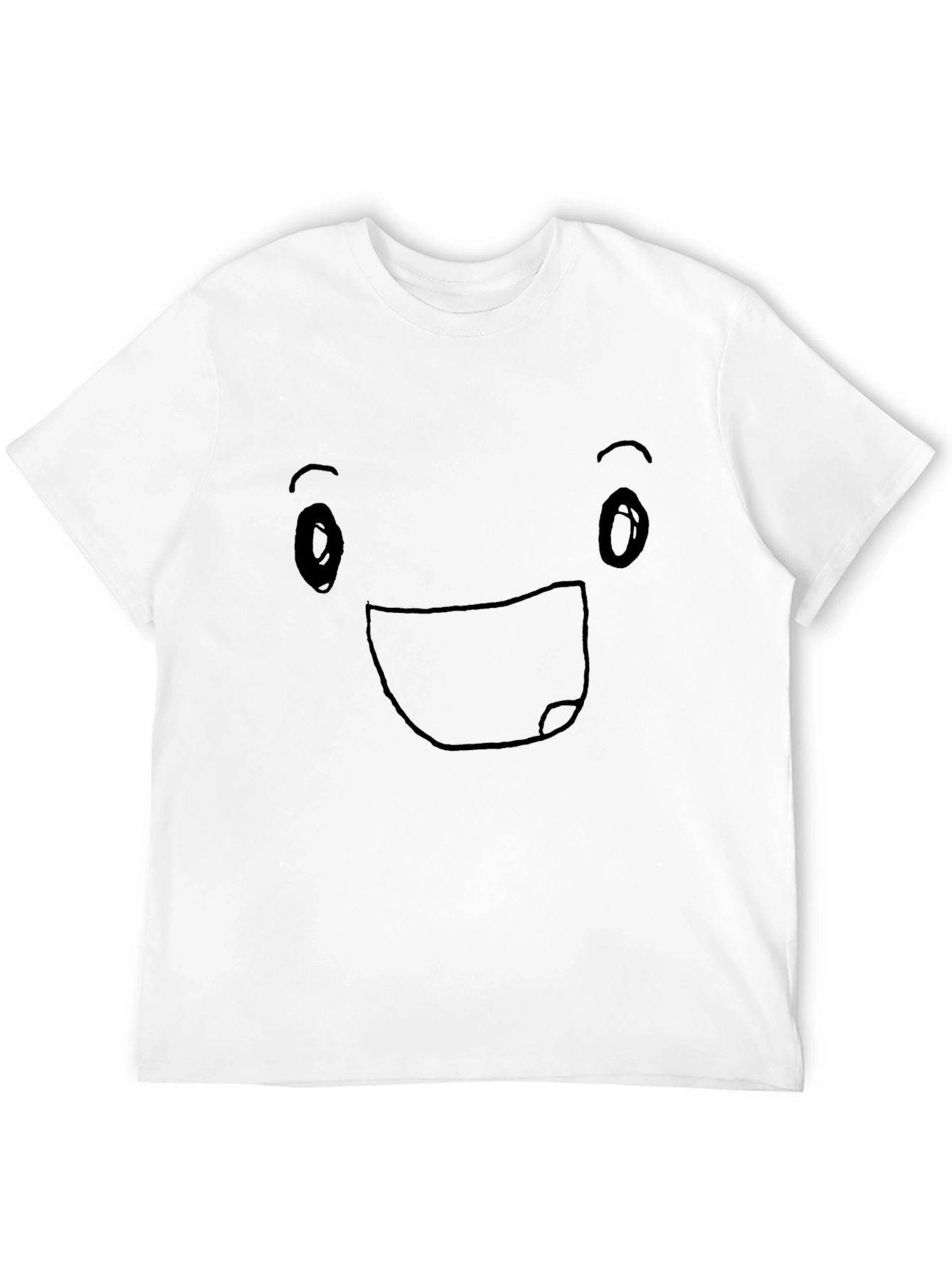 Happy Face Graphic Tee - Black Cotton Blend