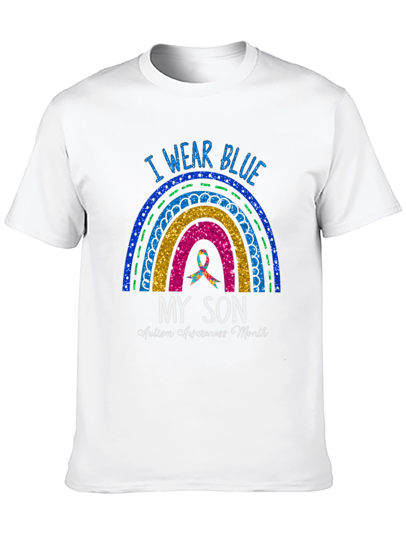 I Wear Blue My Son Autism Awareness Month T-Shirt