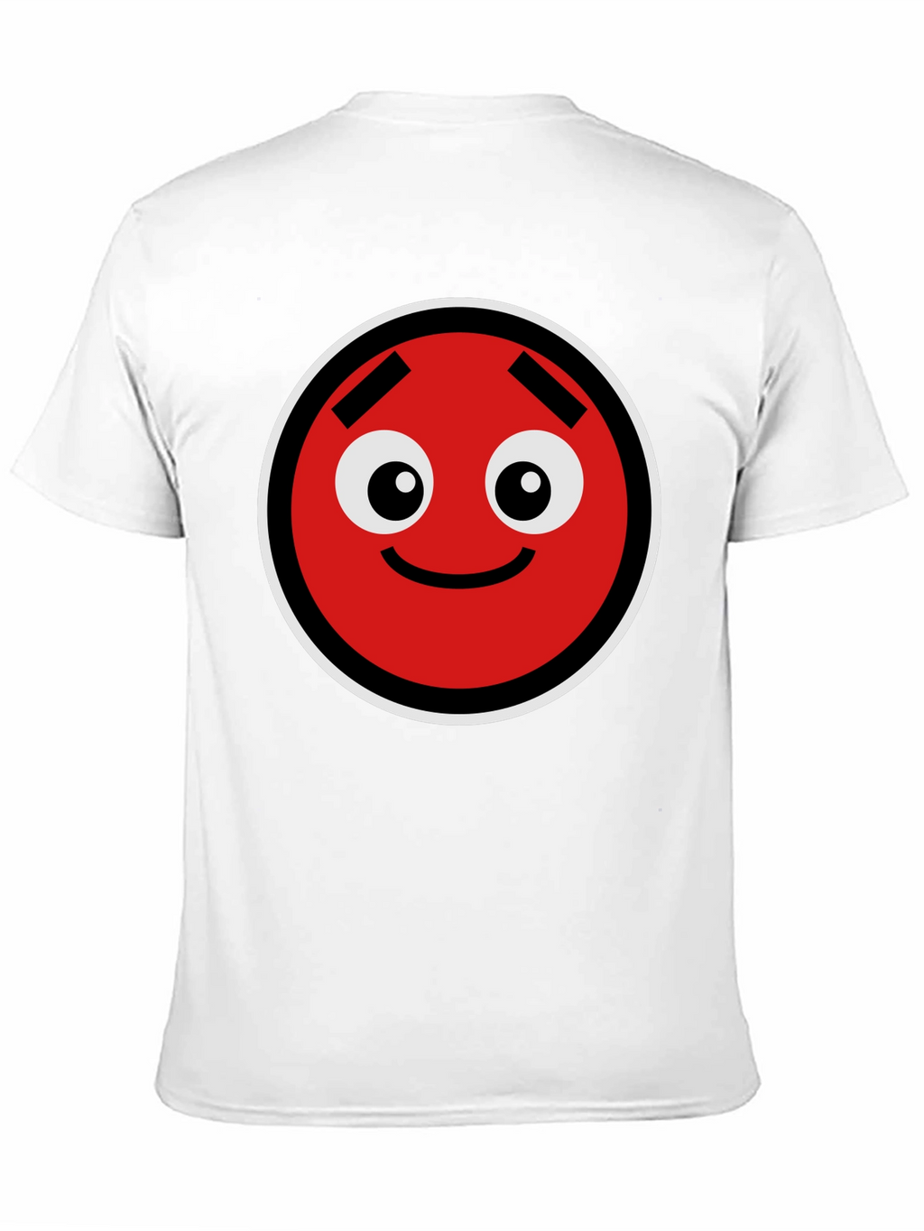 Fun Red Circle Face Graphic Black T-Shirt