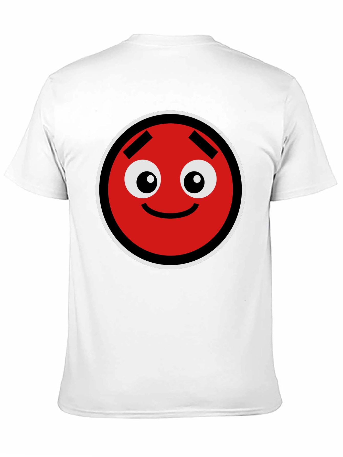 Fun Red Circle Face Graphic Black T-Shirt