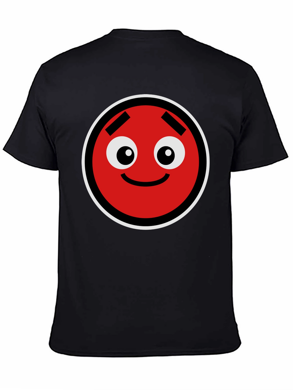 Fun Red Circle Face Graphic Black T-Shirt