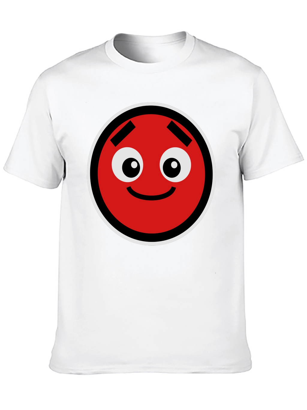 Fun Red Circle Face Graphic Black T-Shirt