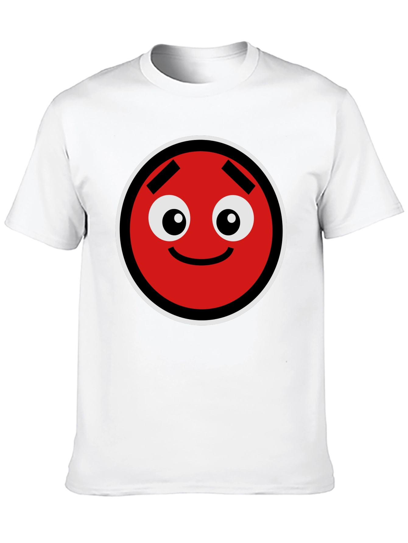Fun Red Circle Face Graphic Black T-Shirt