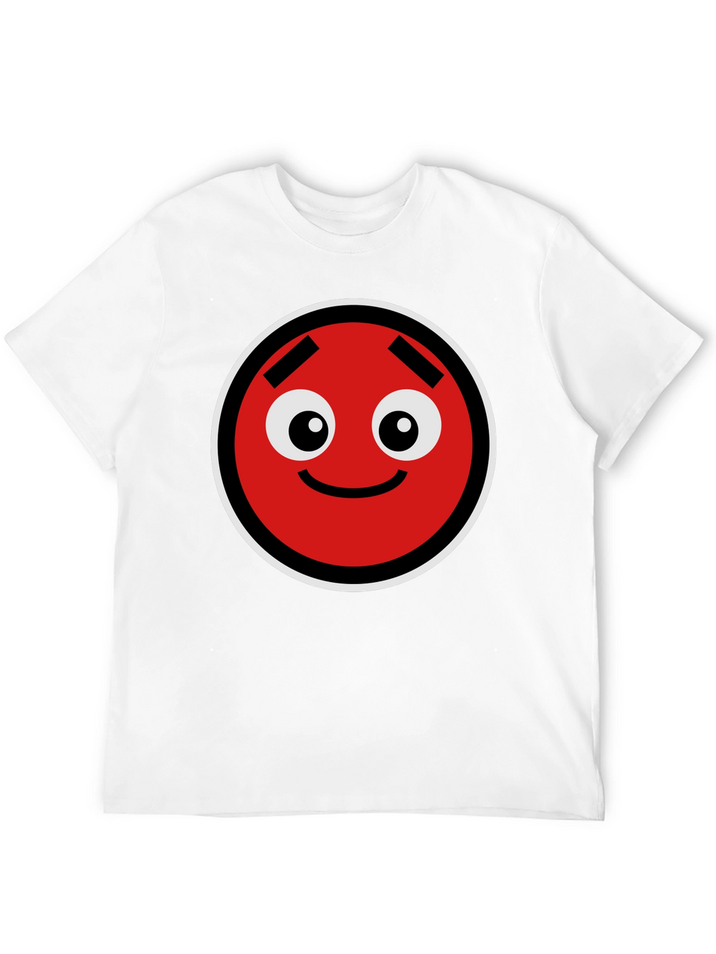 Fun Red Circle Face Graphic Black T-Shirt