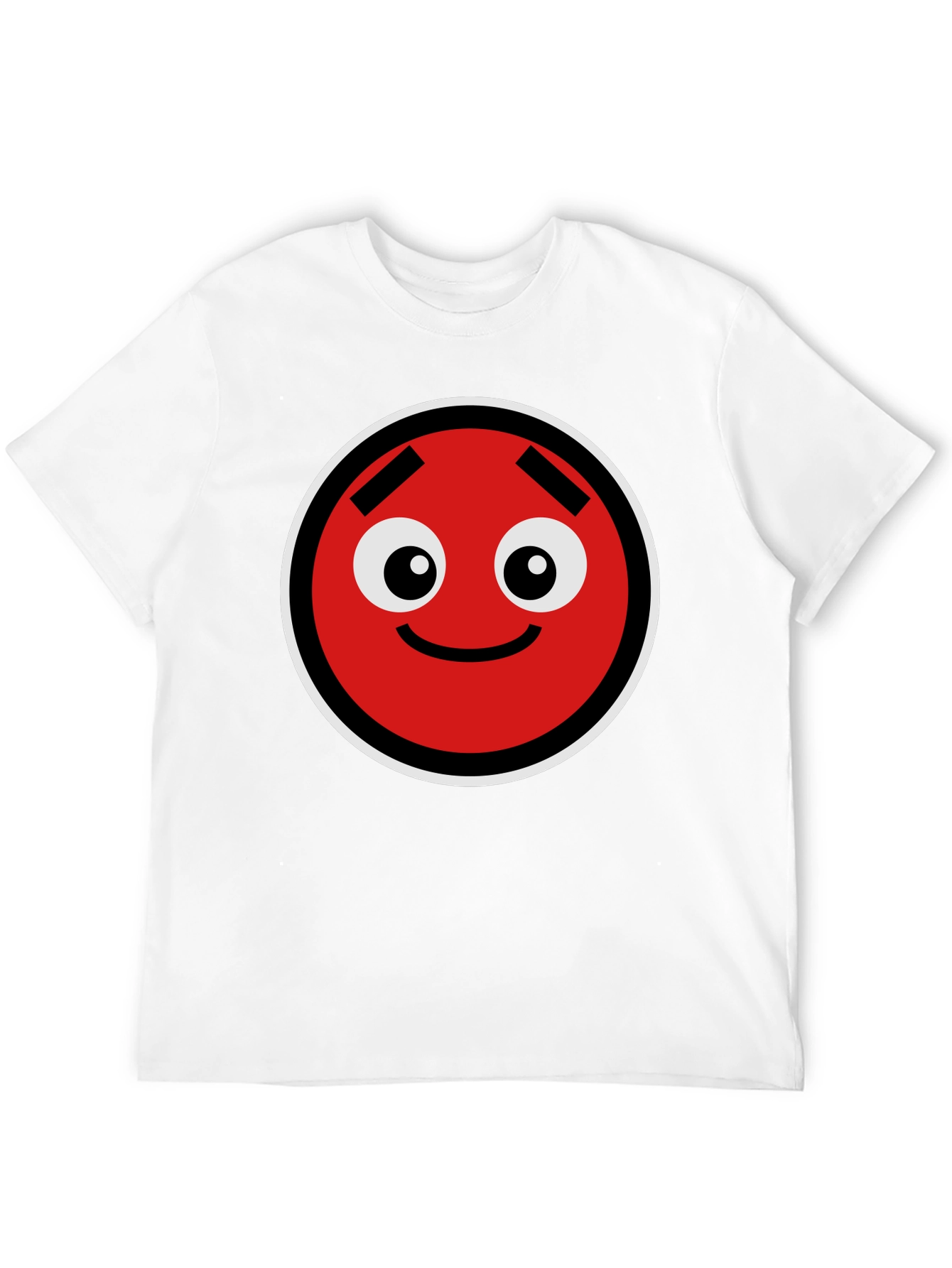 Fun Red Circle Face Graphic Black T-Shirt