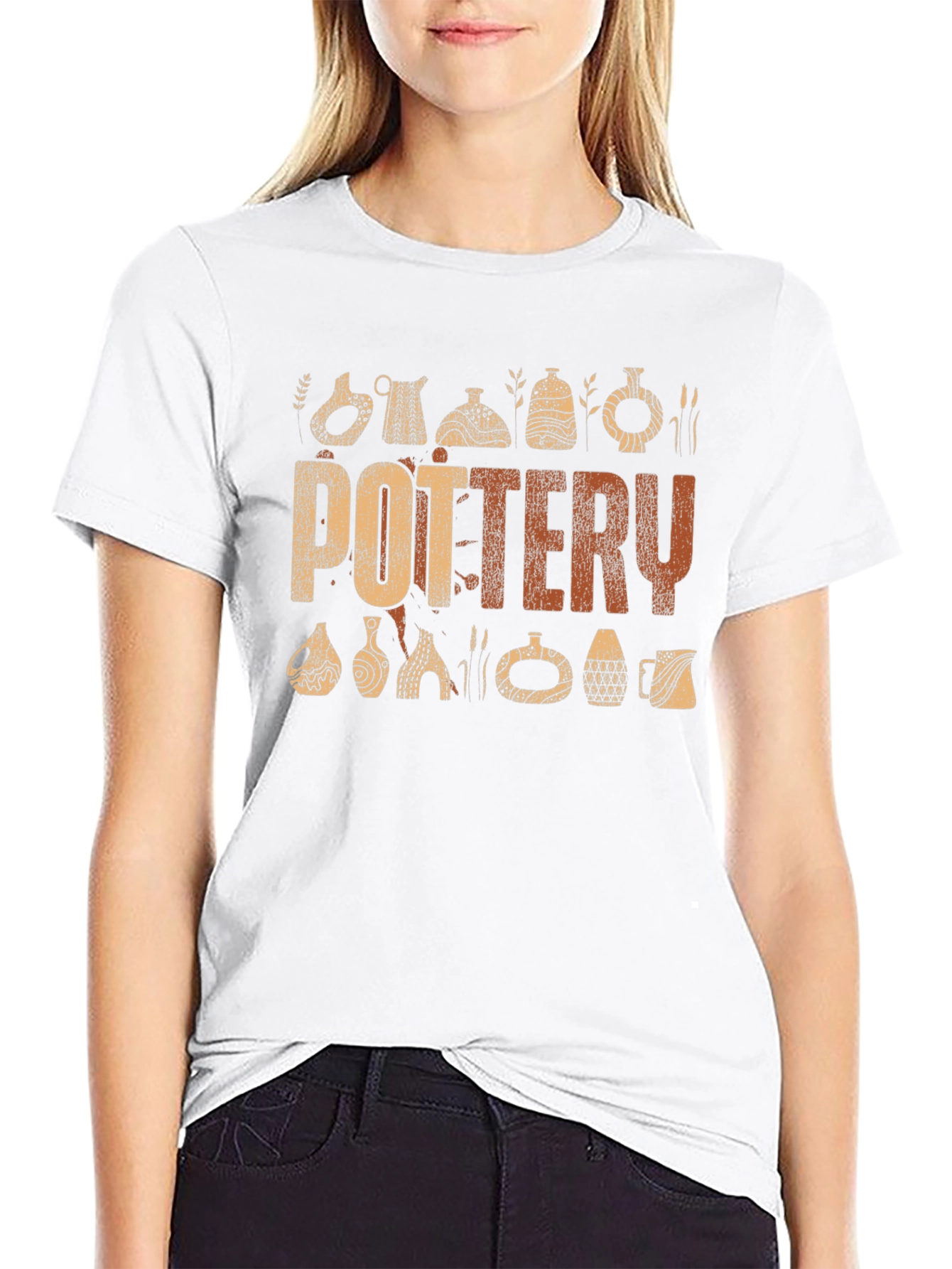 Pottery Graphic Print Crew Neck T-Shirt
